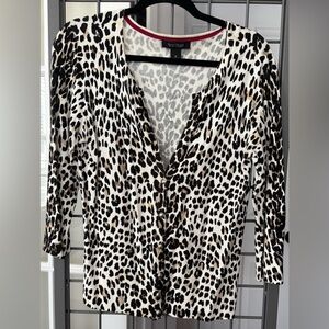 White House Black Market Animal Print V-Neck cardigan